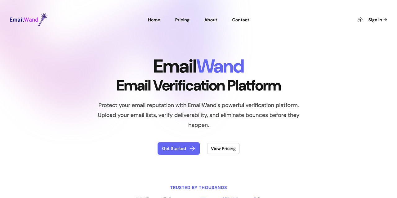 EmailWand وهو حل برمجي كخدمة يتيح للشركات التحقق من صحة قوائم البريد الإلكتروني لحماية خوادم SMTP وسمعة الإرسال الخاصة بهم.